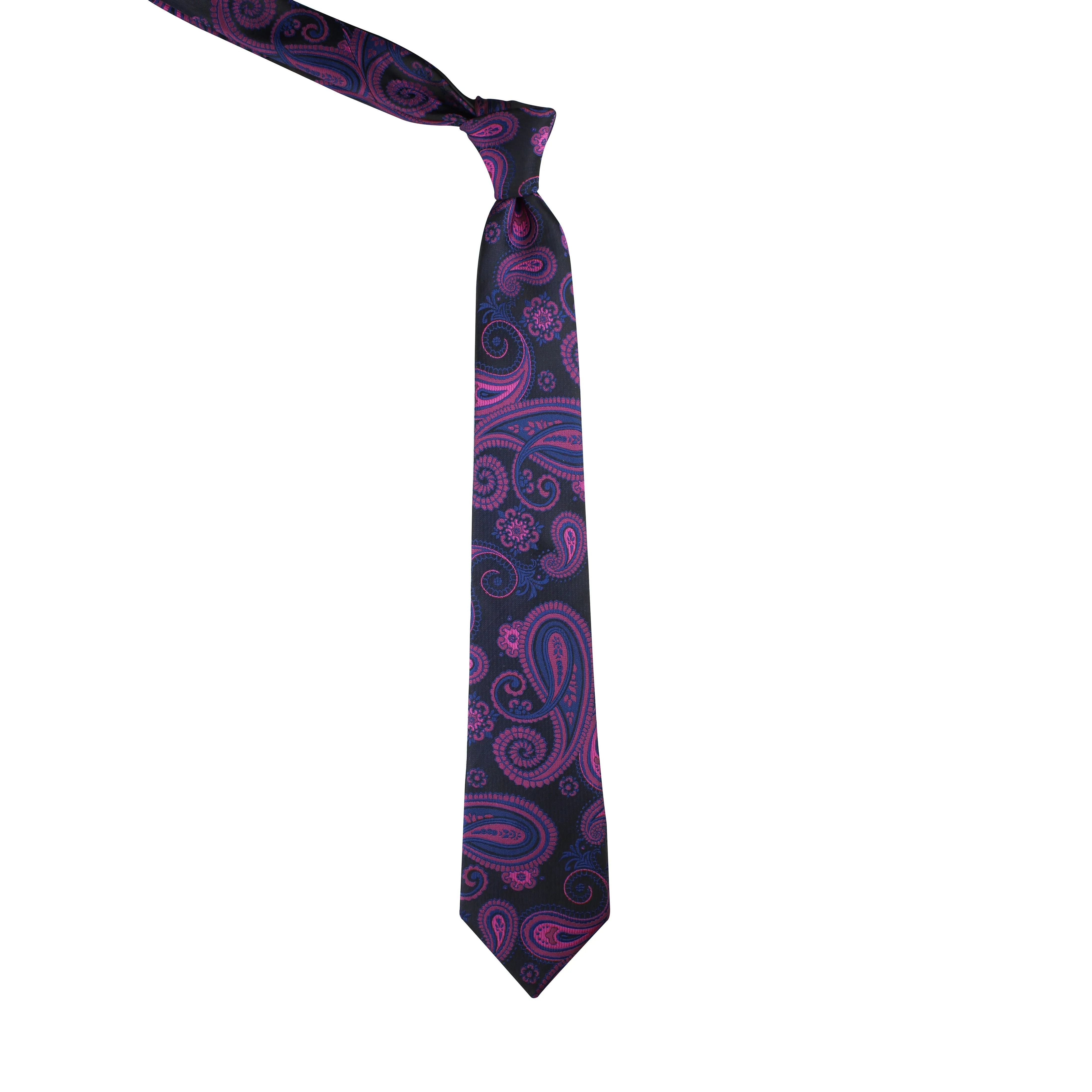 Kovove The Radiant Black Paisley Necktie and Pocket Square Gift Box