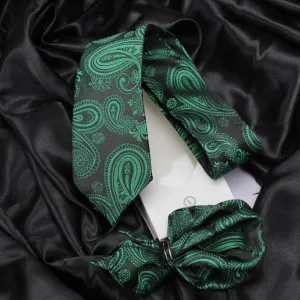 Kovove The Royal Paisley Green Necktie and Pocket Square Gift Box