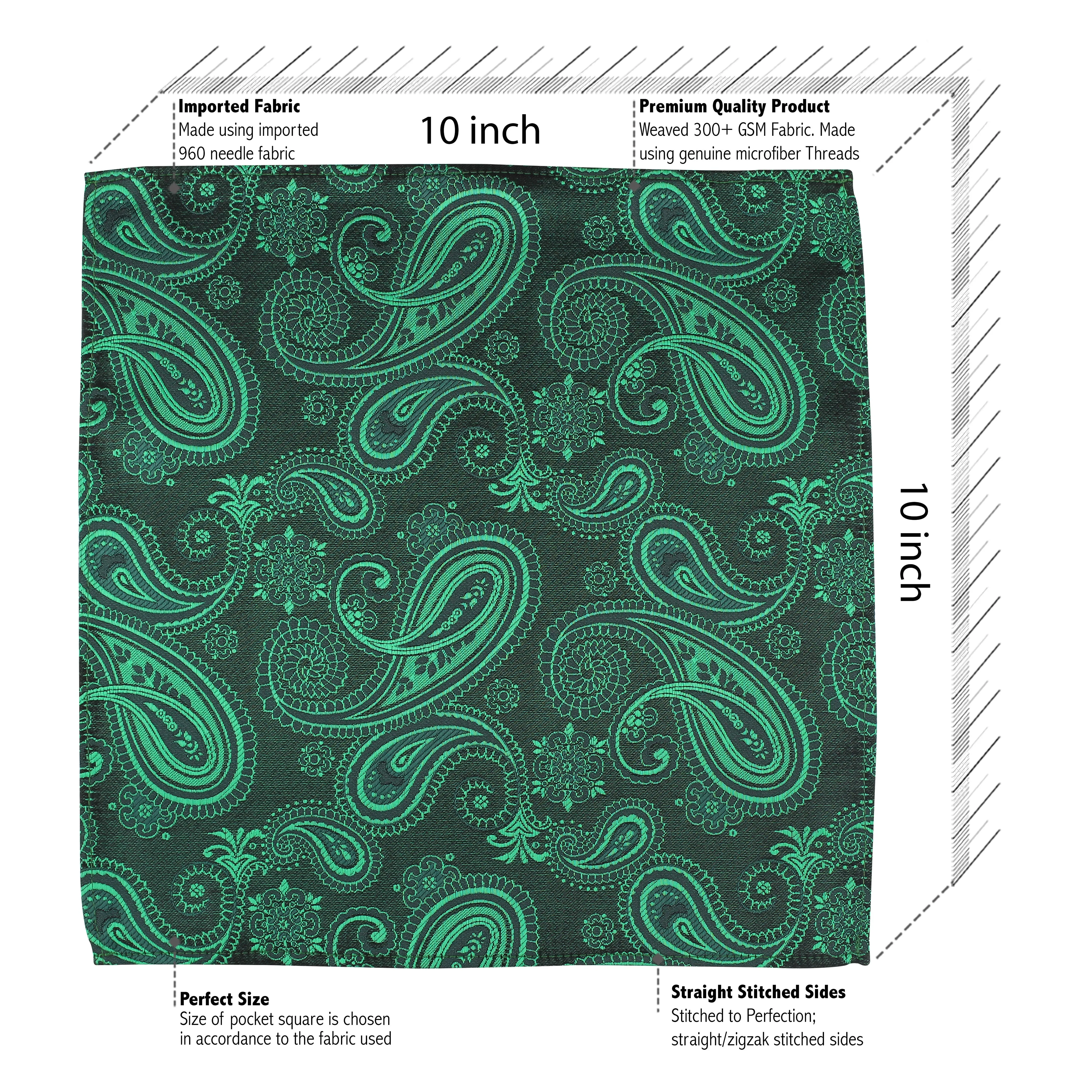 Kovove The Royal Paisley Green Necktie and Pocket Square Gift Box