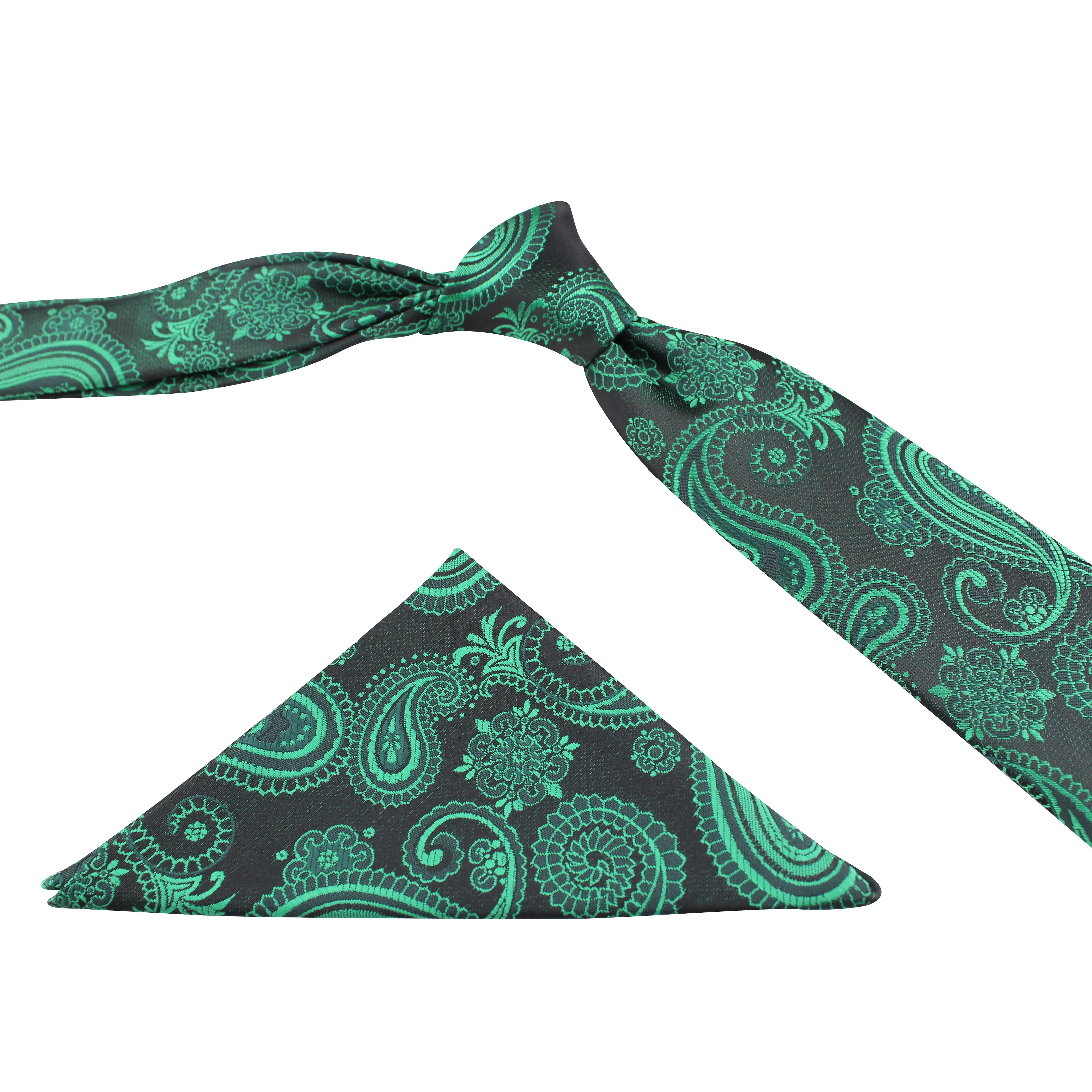 Kovove The Royal Paisley Green Necktie and Pocket Square Gift Box