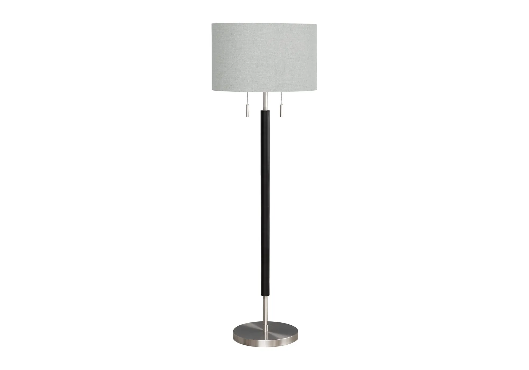 Lighting, 60"h, Nickel Metal, Grey Shade, Contemporary