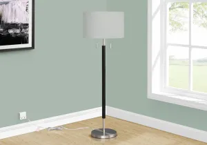 Lighting, 60"h, Nickel Metal, Grey Shade, Contemporary
