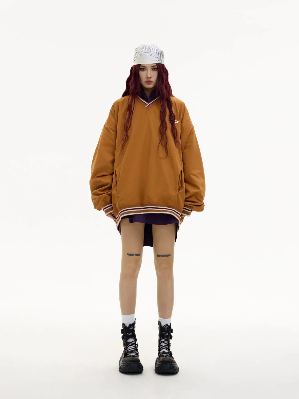 LOGO Embroidered V-neck Pullover【s0000004184】