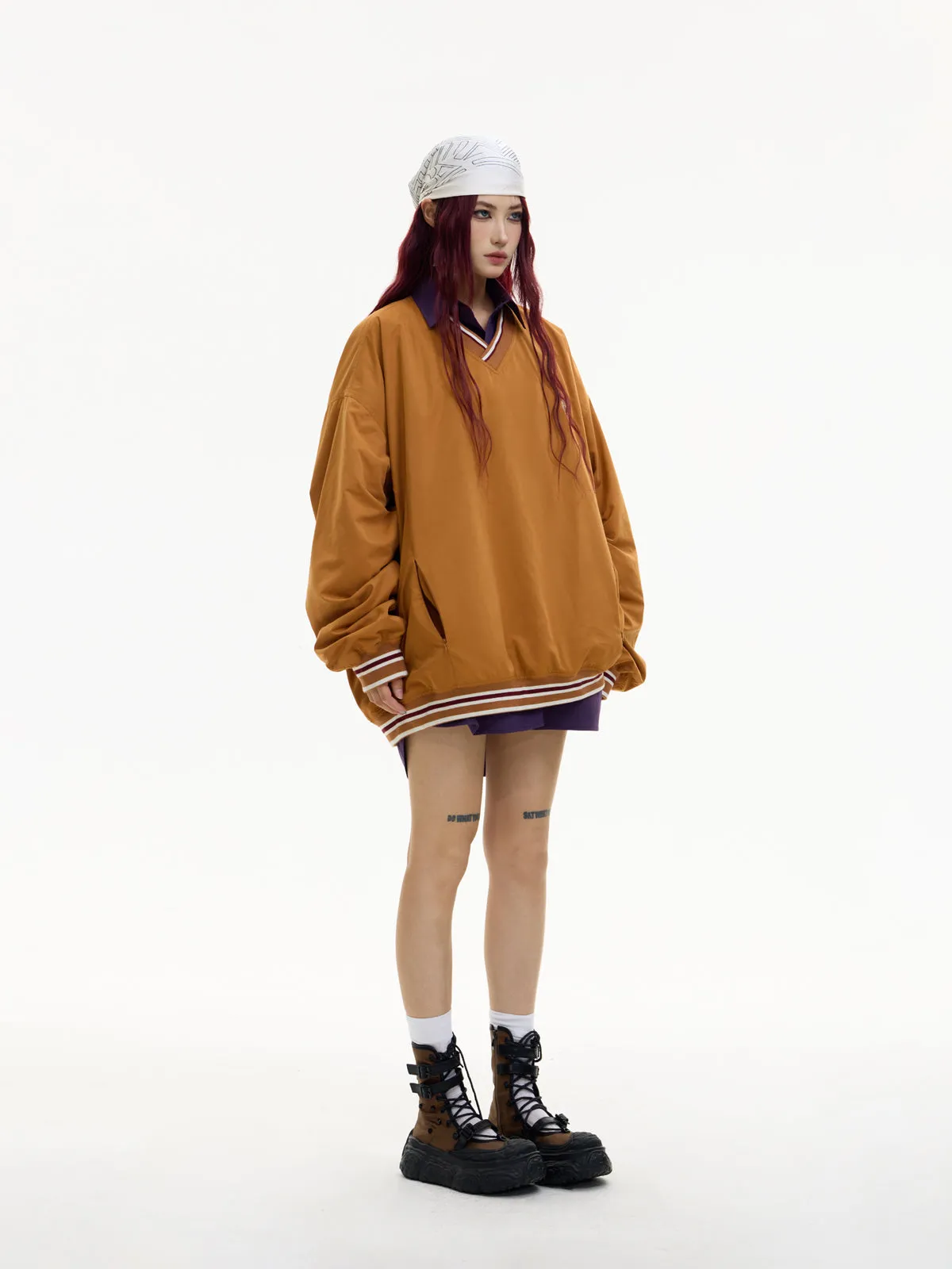 LOGO Embroidered V-neck Pullover【s0000004184】