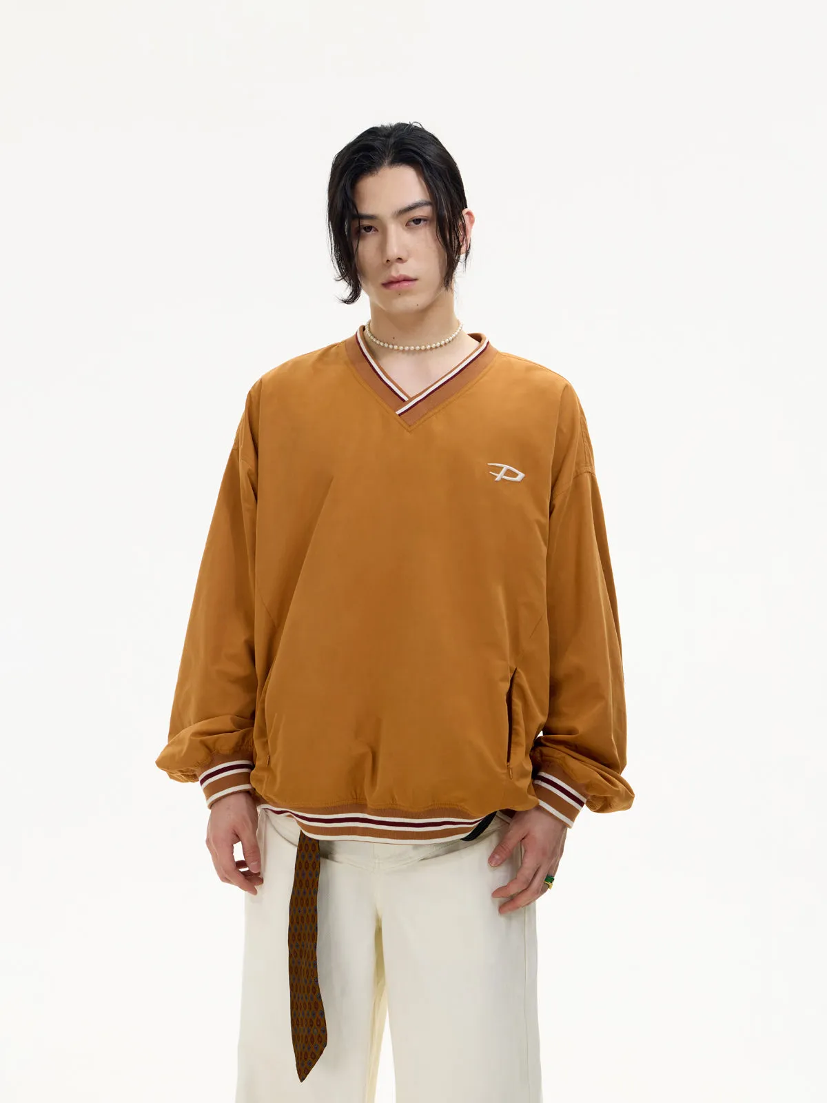 LOGO Embroidered V-neck Pullover【s0000004184】