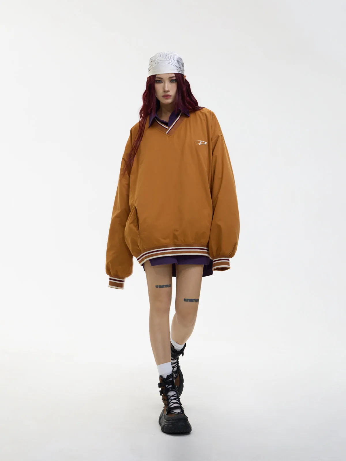 LOGO Embroidered V-neck Pullover【s0000004184】