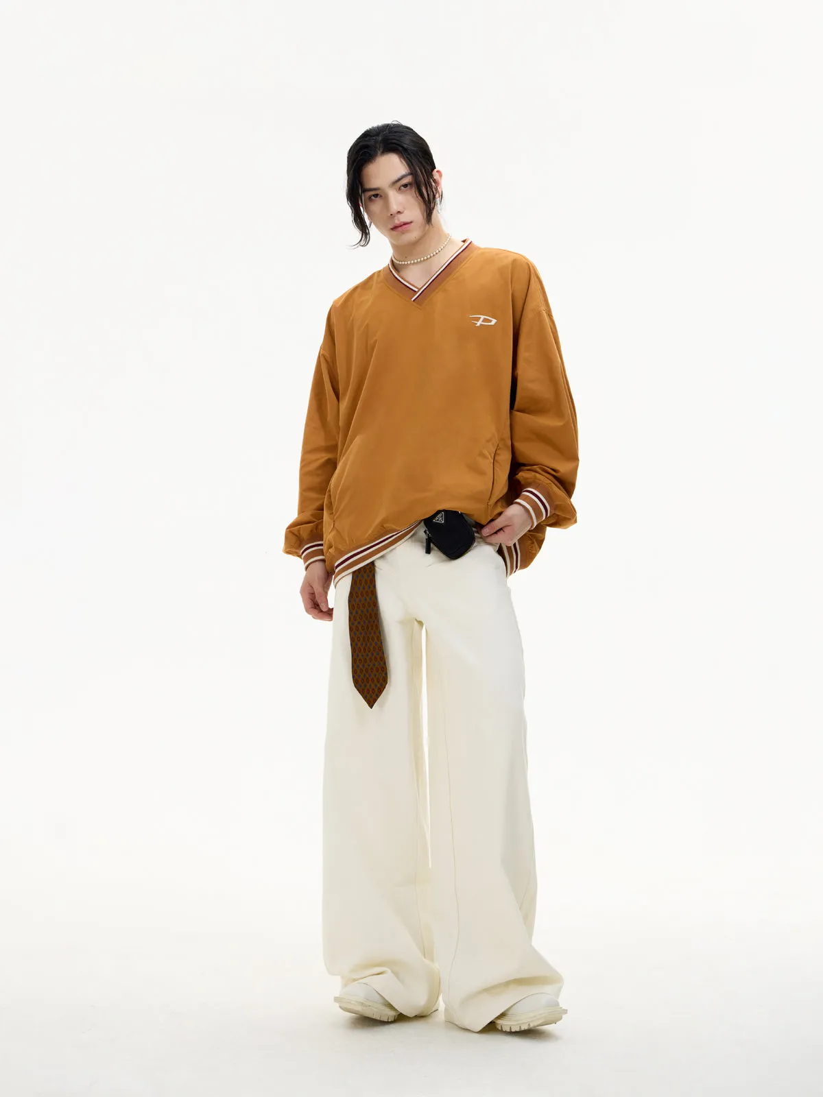 LOGO Embroidered V-neck Pullover【s0000004184】