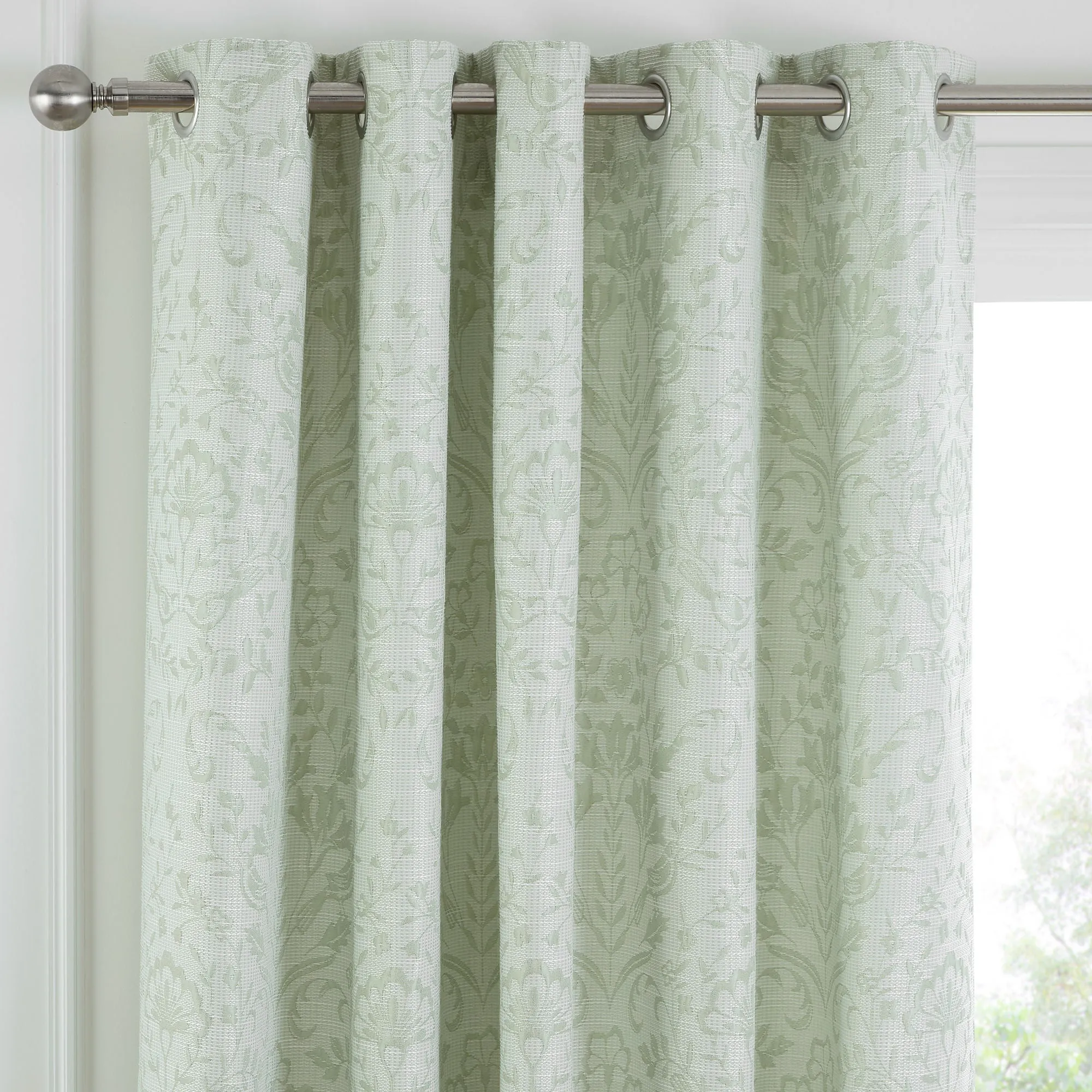Marple Pair of Eyelet Curtains by Curtina in Sage Green