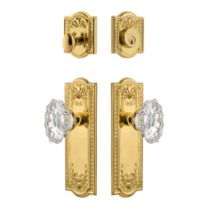 Meadows Entry Set with Chateau Crystal Knob in Polished Brass