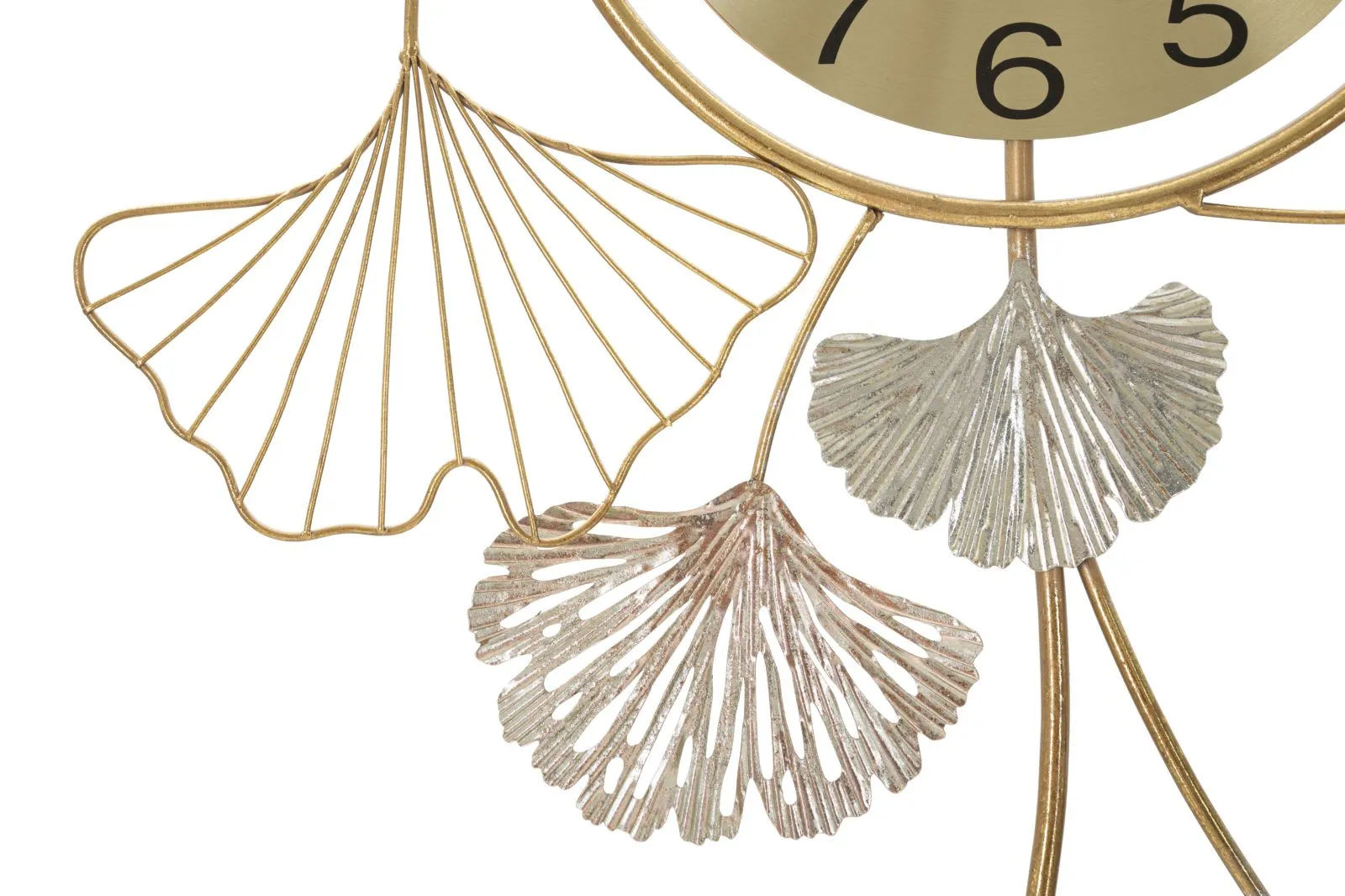 Metallic Wall Clock with 3D Floral Design