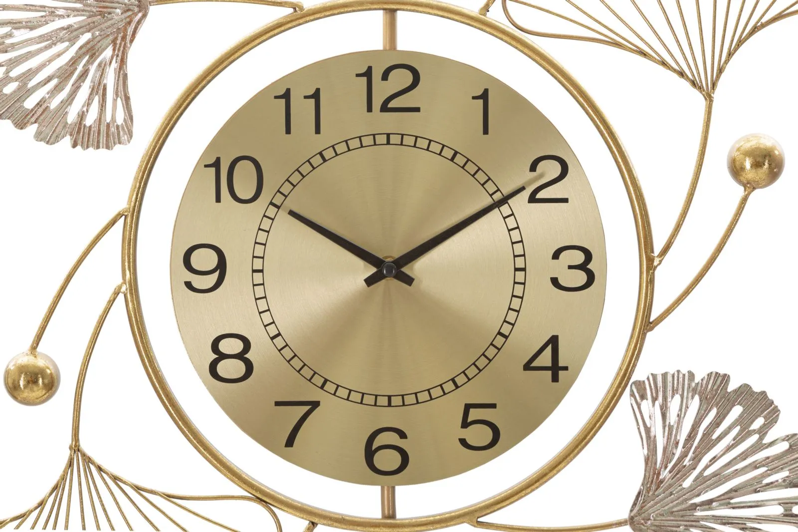 Metallic Wall Clock with 3D Floral Design