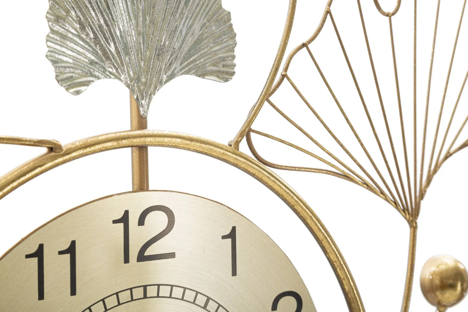 Metallic Wall Clock with 3D Floral Design