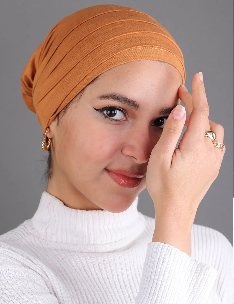 Pleated Underscarf- Dark Orange