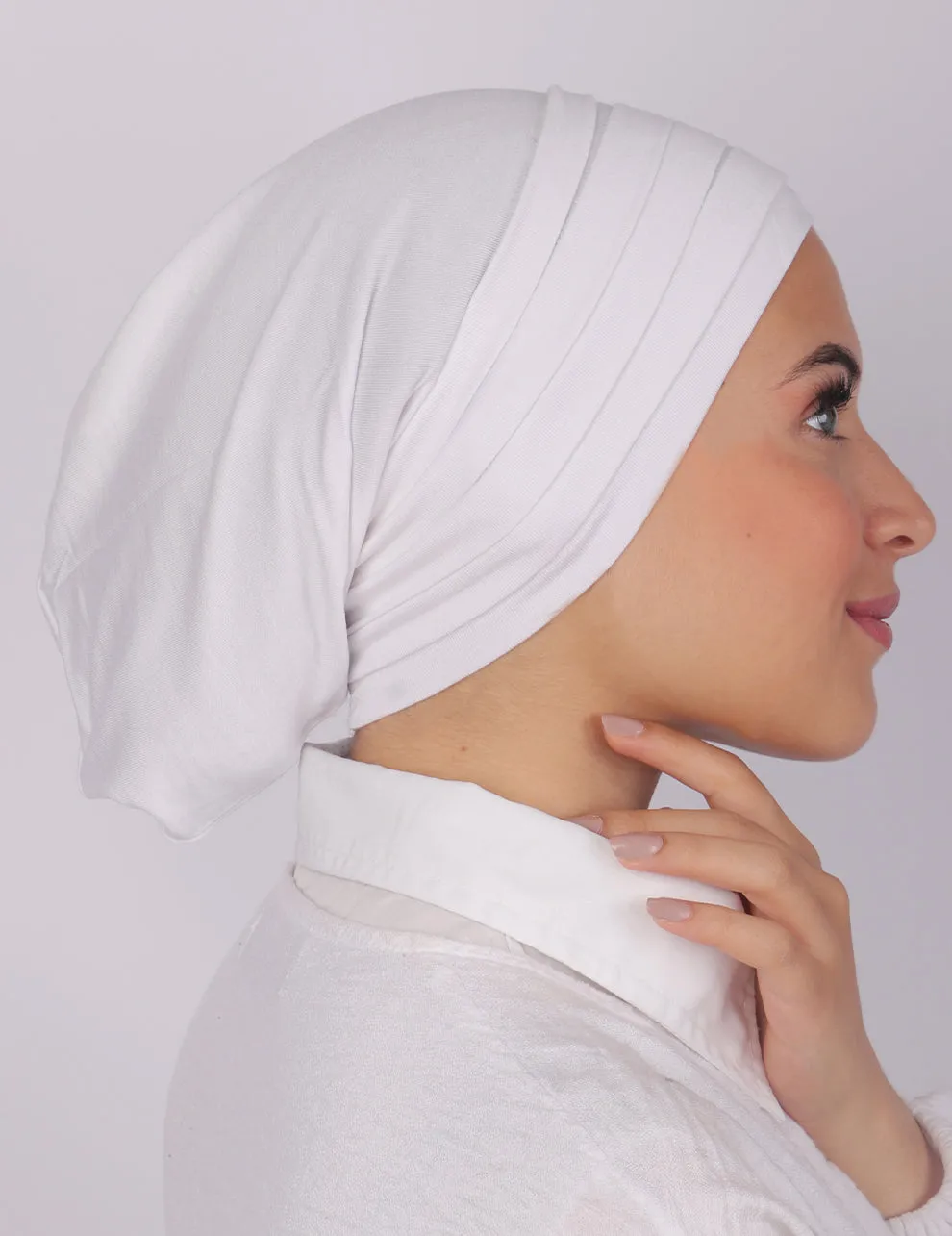 Pleated Underscarf-White