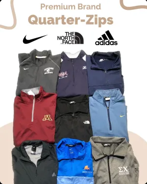 Premium Quarter Zip Pullovers  including North Face, Nike, Adidas  and other brands