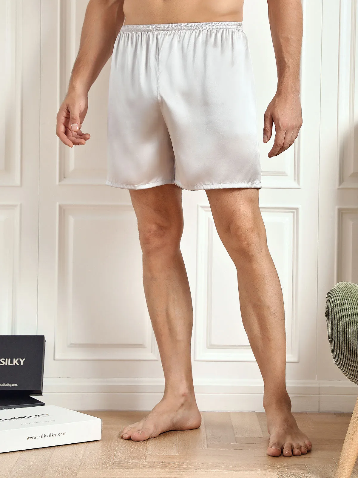 Pure Silk Solid Color Mens Shorts