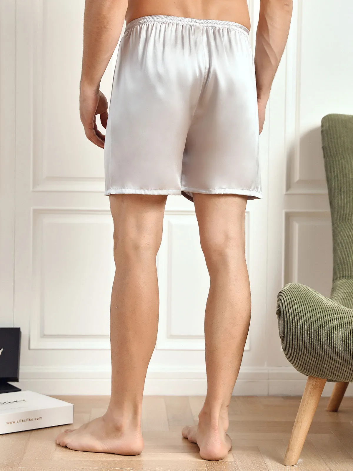Pure Silk Solid Color Mens Shorts