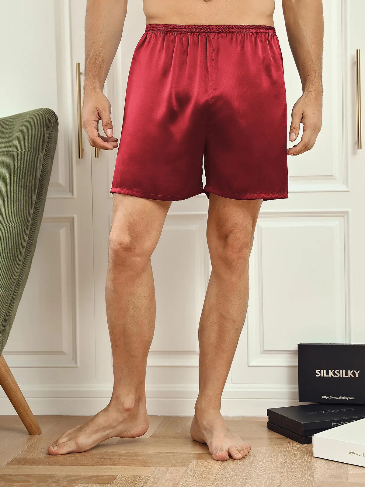 Pure Silk Solid Color Mens Shorts