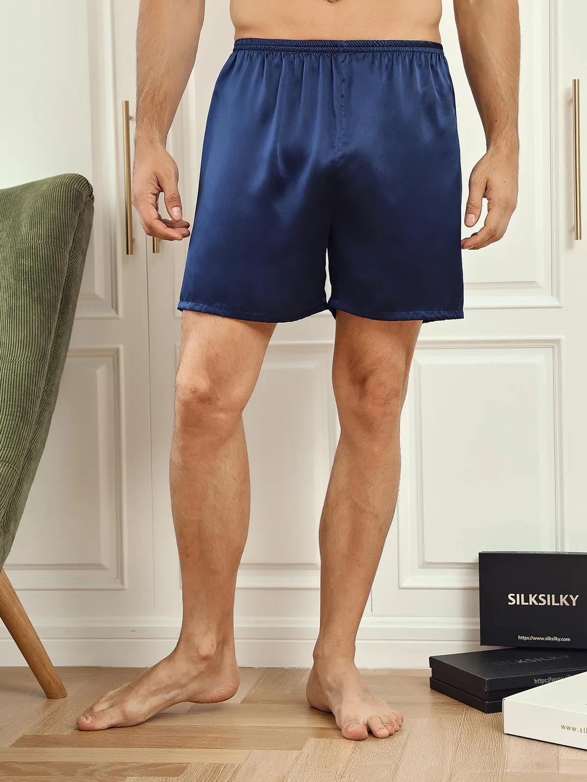 Pure Silk Solid Color Mens Shorts