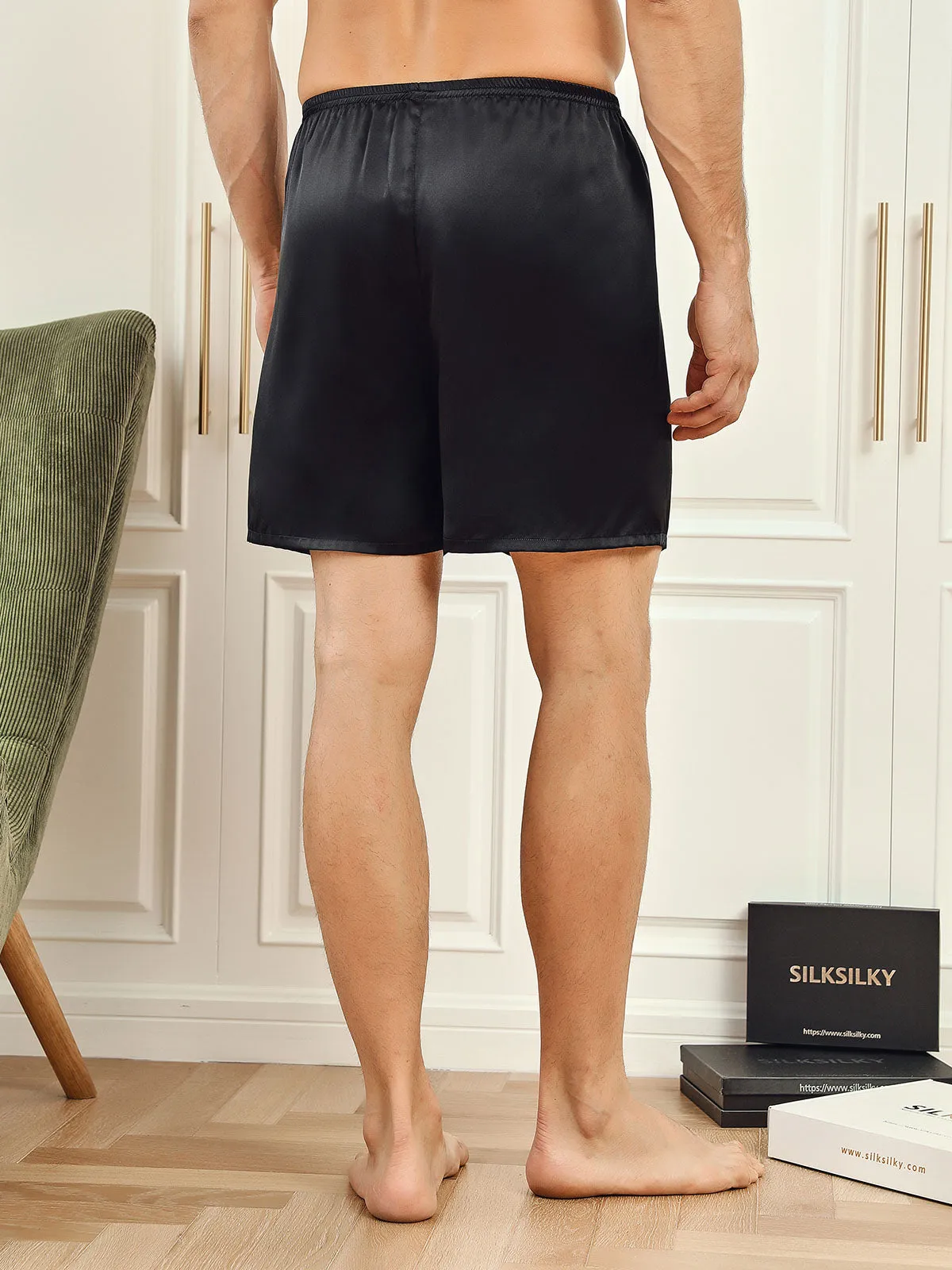 Pure Silk Solid Color Mens Shorts