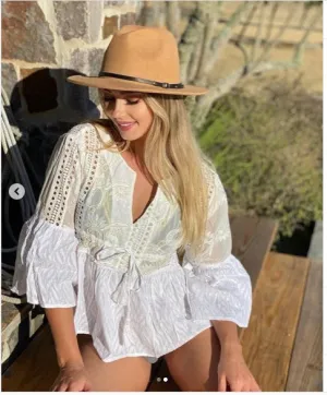 Ranee's white boho eyelet top