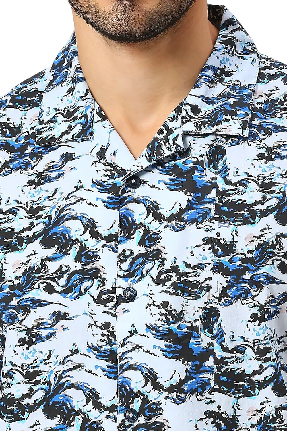 Relaxed Fit Cotton Digital Printed Halfsleeves Shirt