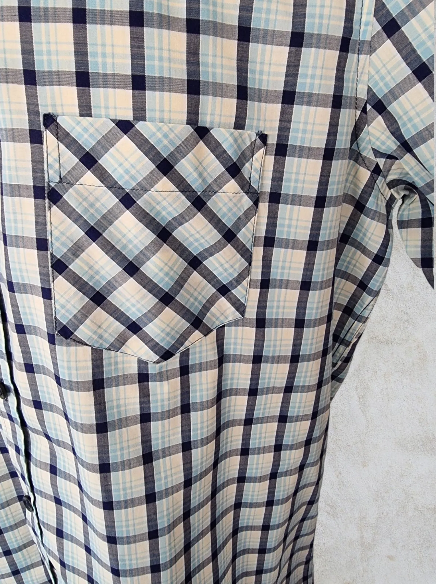 Samsoe&Samsoe Men’s Blue & White Check Short Sleeve Casual Shirt Size L