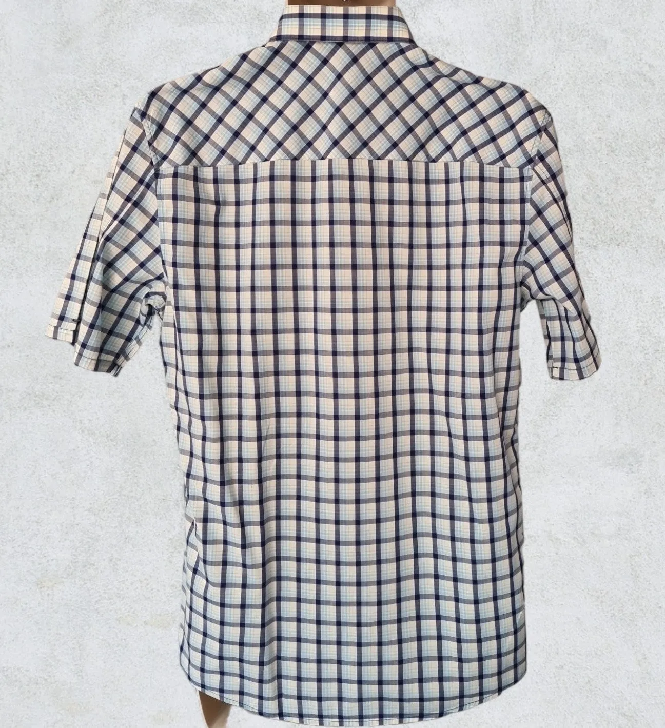 Samsoe&Samsoe Men’s Blue & White Check Short Sleeve Casual Shirt Size L