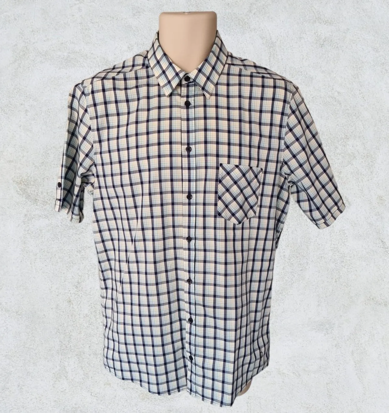 Samsoe&Samsoe Men’s Blue & White Check Short Sleeve Casual Shirt Size L