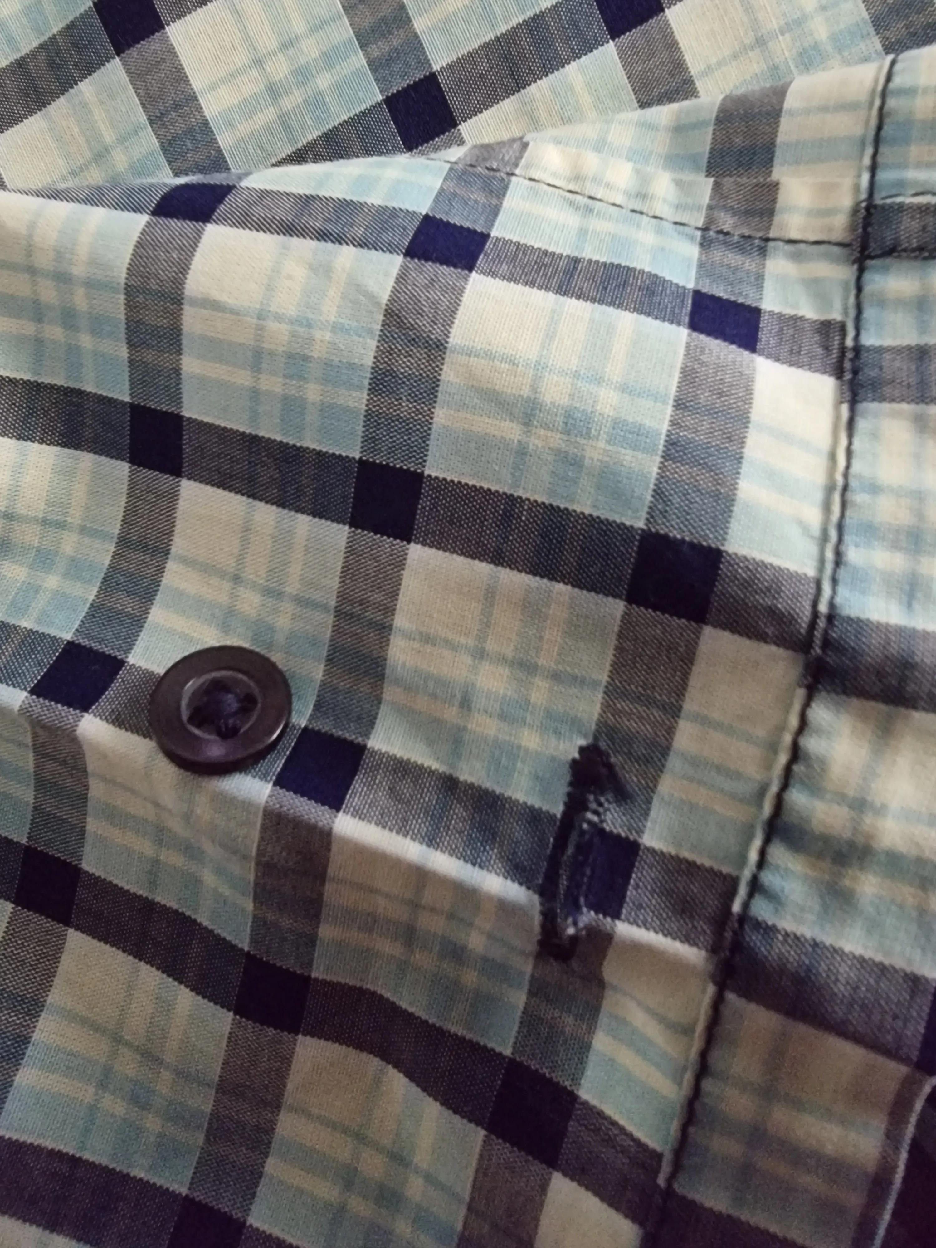 Samsoe&Samsoe Men’s Blue & White Check Short Sleeve Casual Shirt Size L