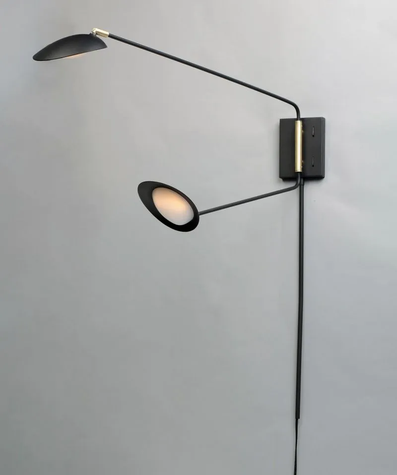 Scan 19.75" 2 Light Wall Sconce in Black and Satin Brass