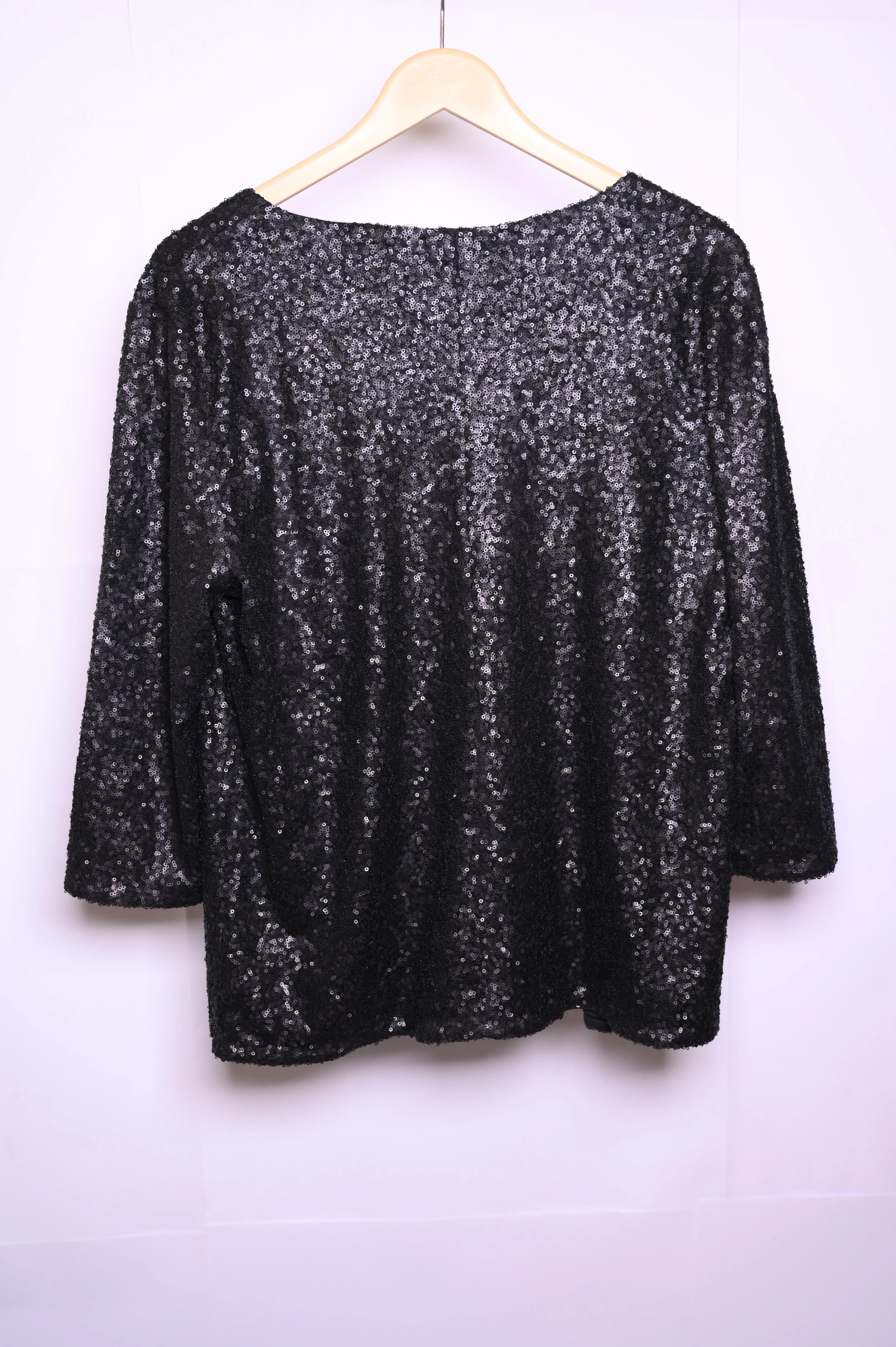 Sequins Black Polyester Shrug