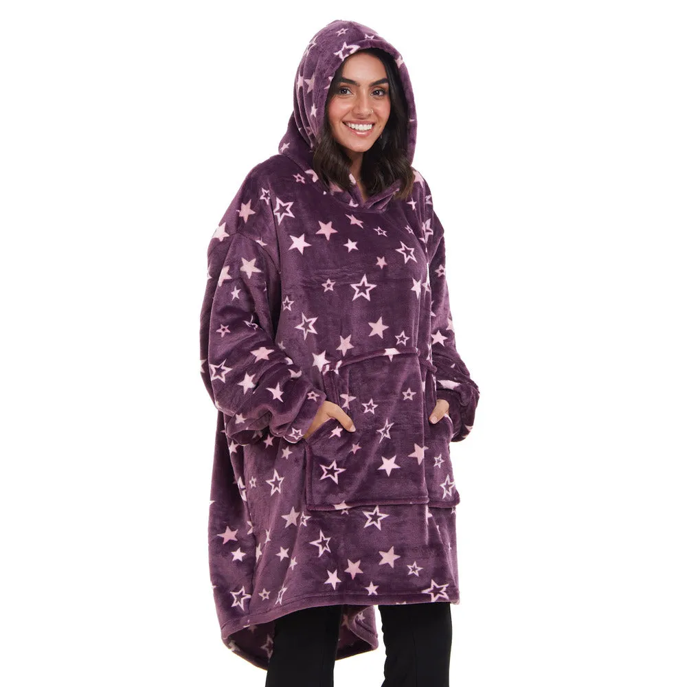 Snuggs Blanket Hoodie Purple stars