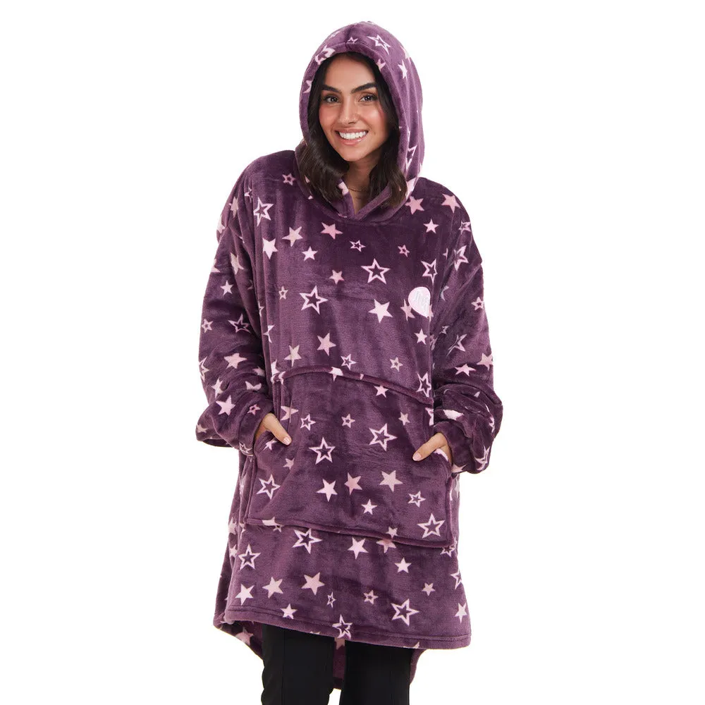 Snuggs Blanket Hoodie Purple stars