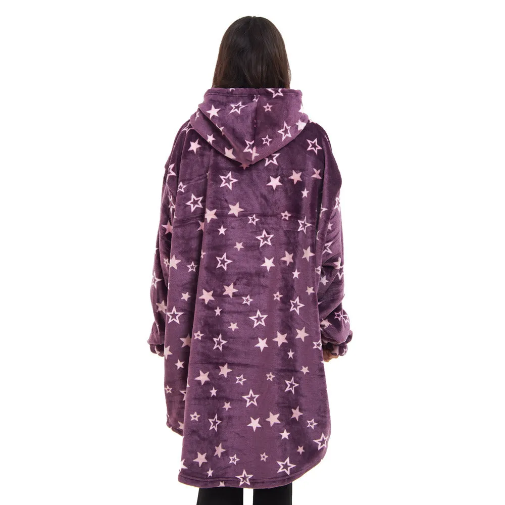 Snuggs Blanket Hoodie Purple stars