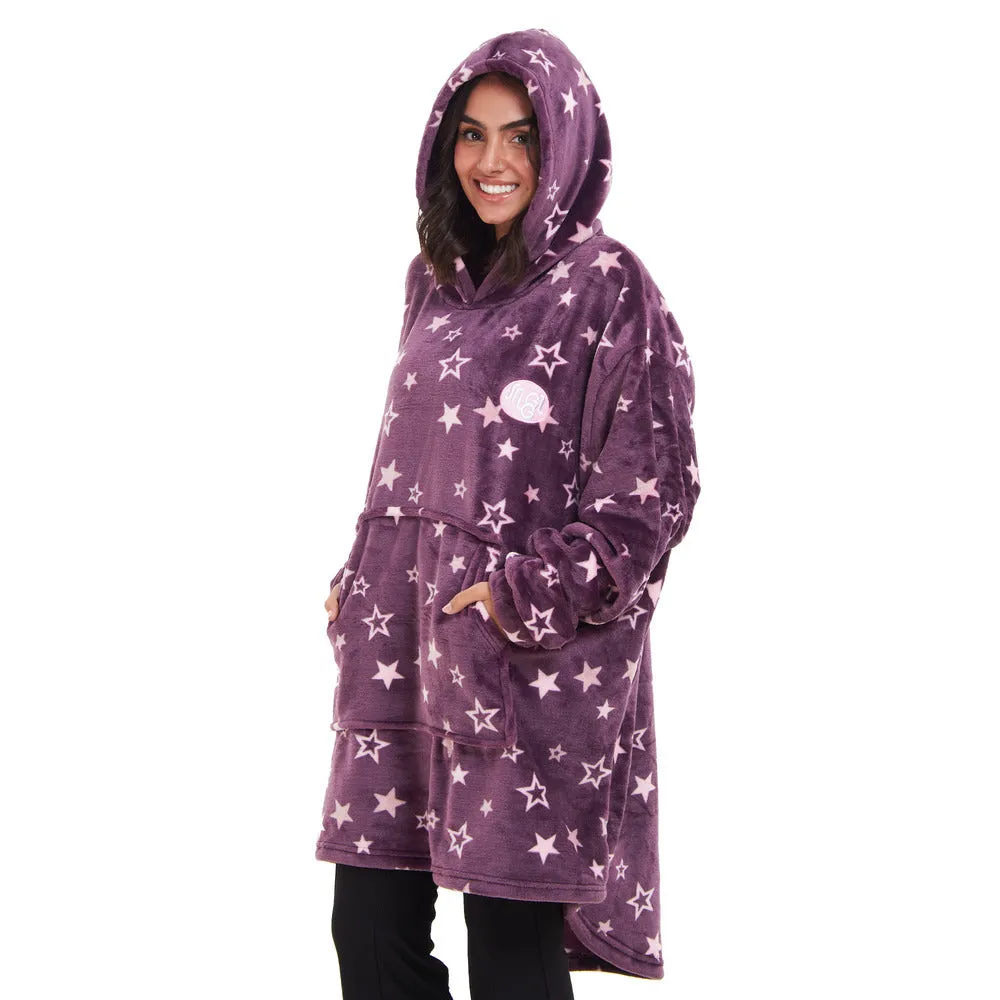 Snuggs Blanket Hoodie Purple stars