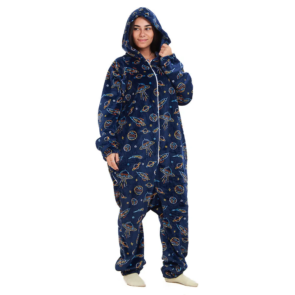 Snuggs Blanket Onesie Dark Blue space
