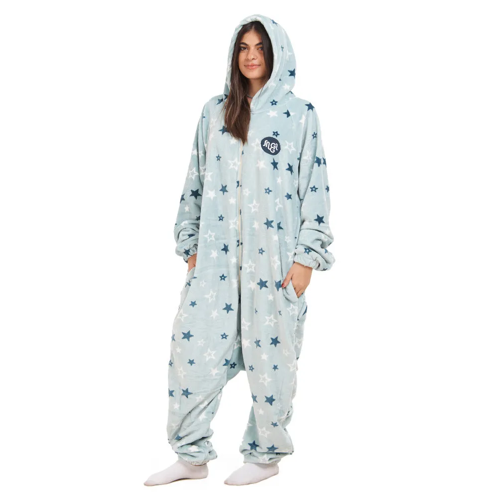 Snuggs Blanket Onesie Light Blue Stars