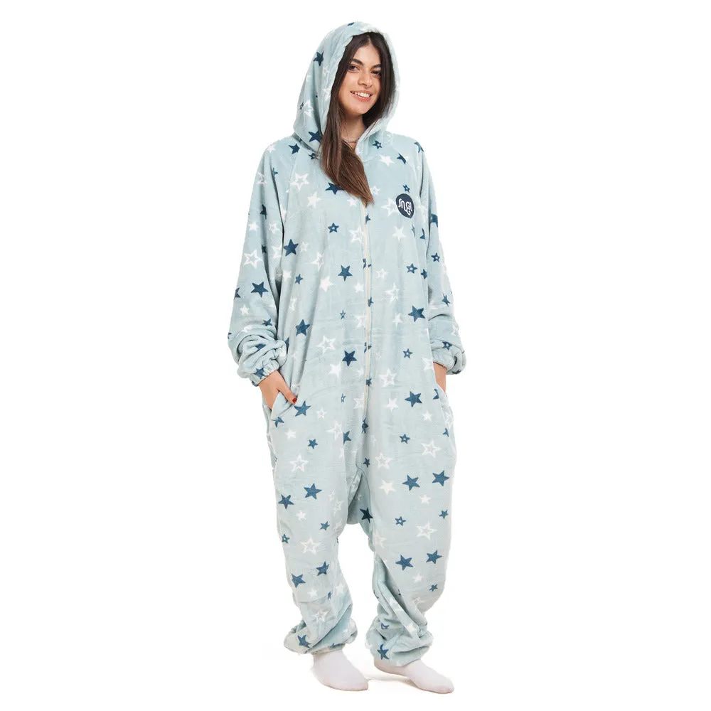 Snuggs Blanket Onesie Light Blue Stars