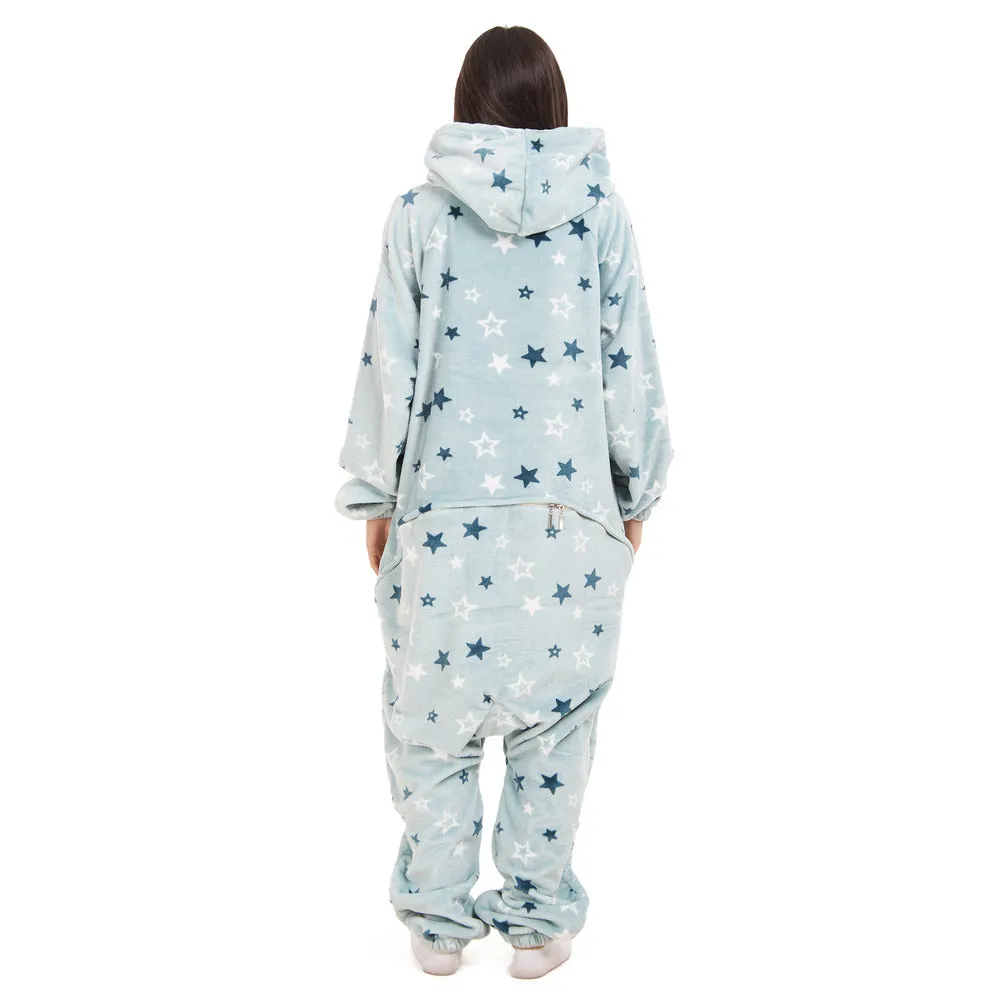 Snuggs Blanket Onesie Light Blue Stars