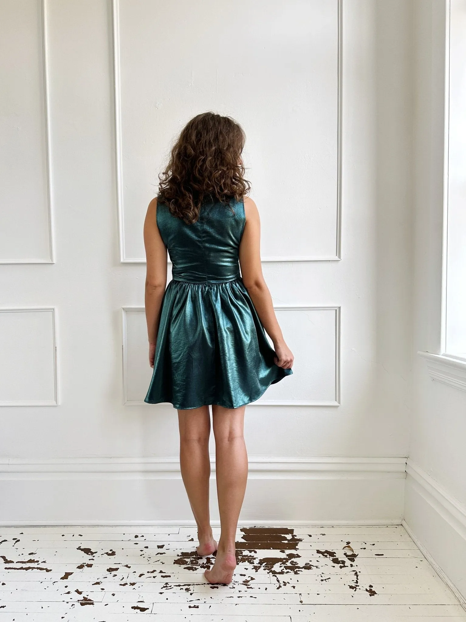Square Neck Shimmer Mini Dress