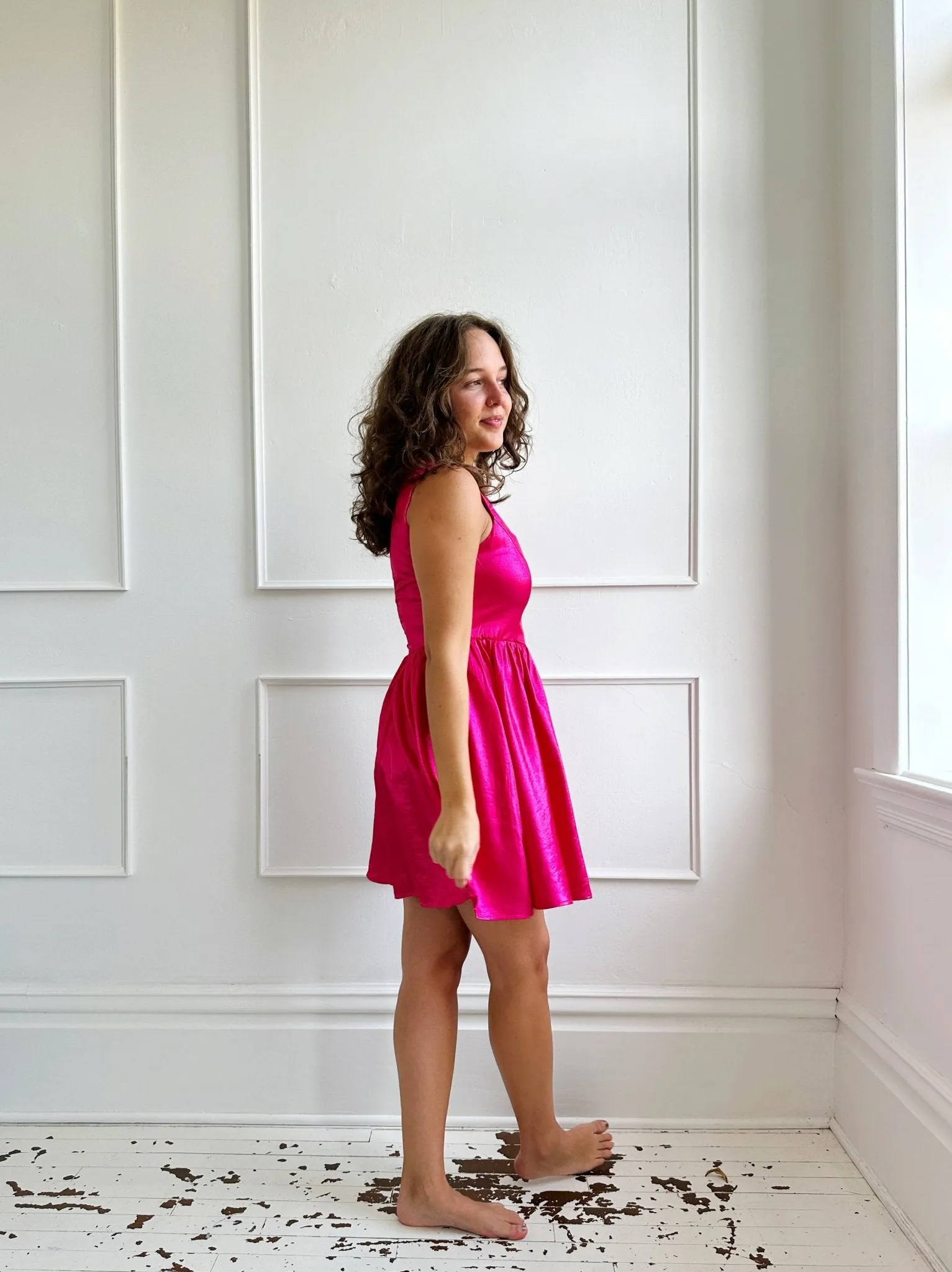 Square Neck Shimmer Mini Dress
