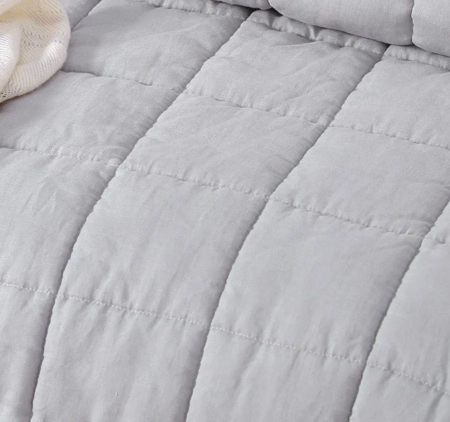 Stonewashed French Linen Coverlet Set Range Dove Grey