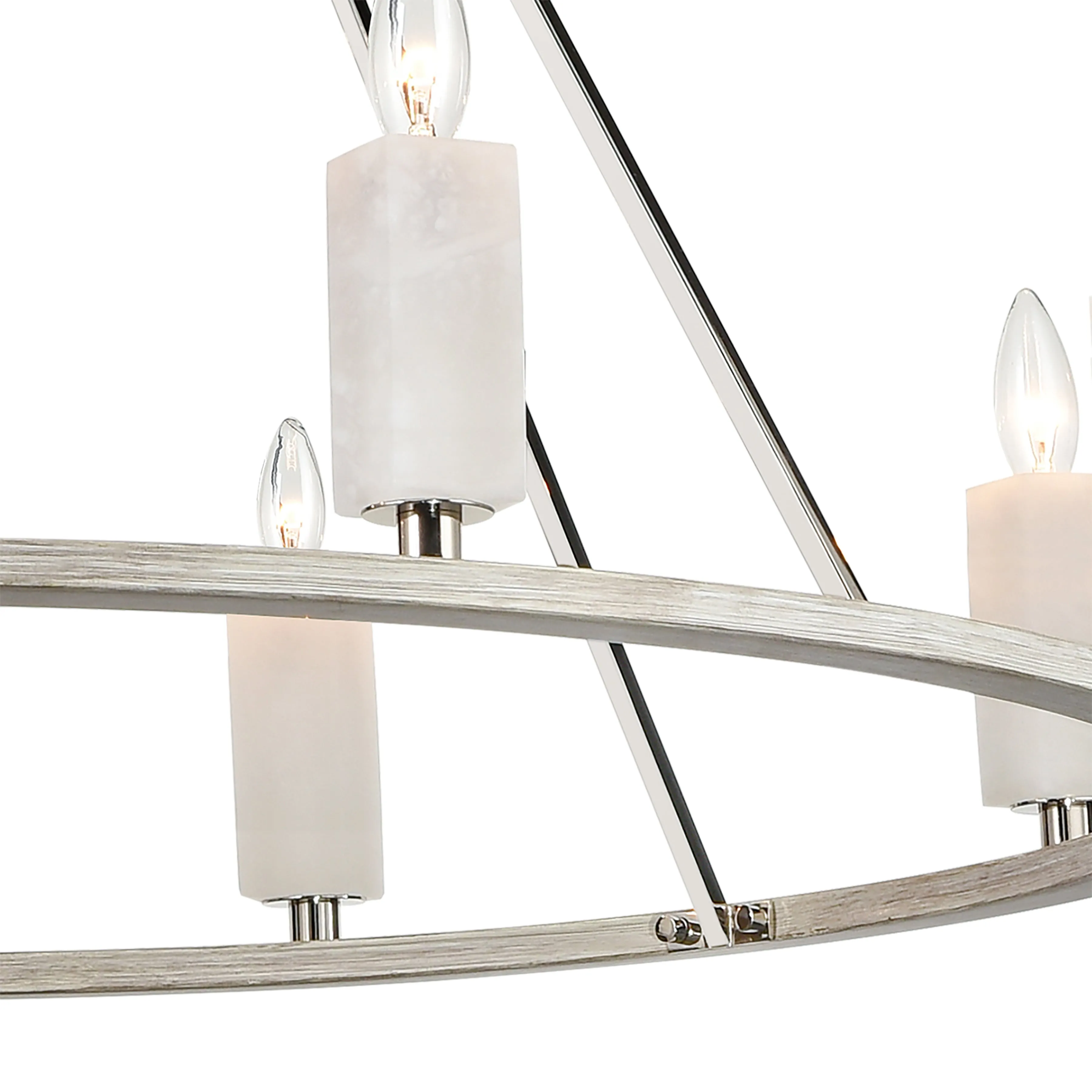 White Stone 39" 8 Light Chandelier in Polished Nickel