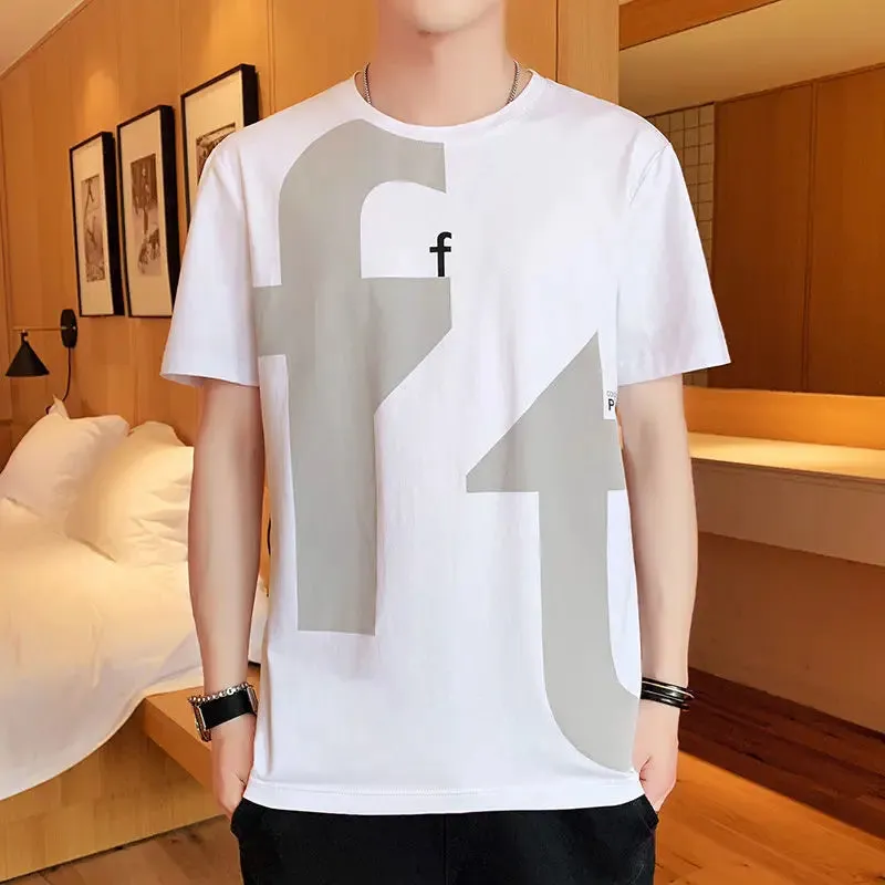 Wiaofellas  -  Fashion O-Neck Printed Letter T-Shirt Men's Clothing Summer New Oversized Casual Pullovers Loose All-match Tee Shirt