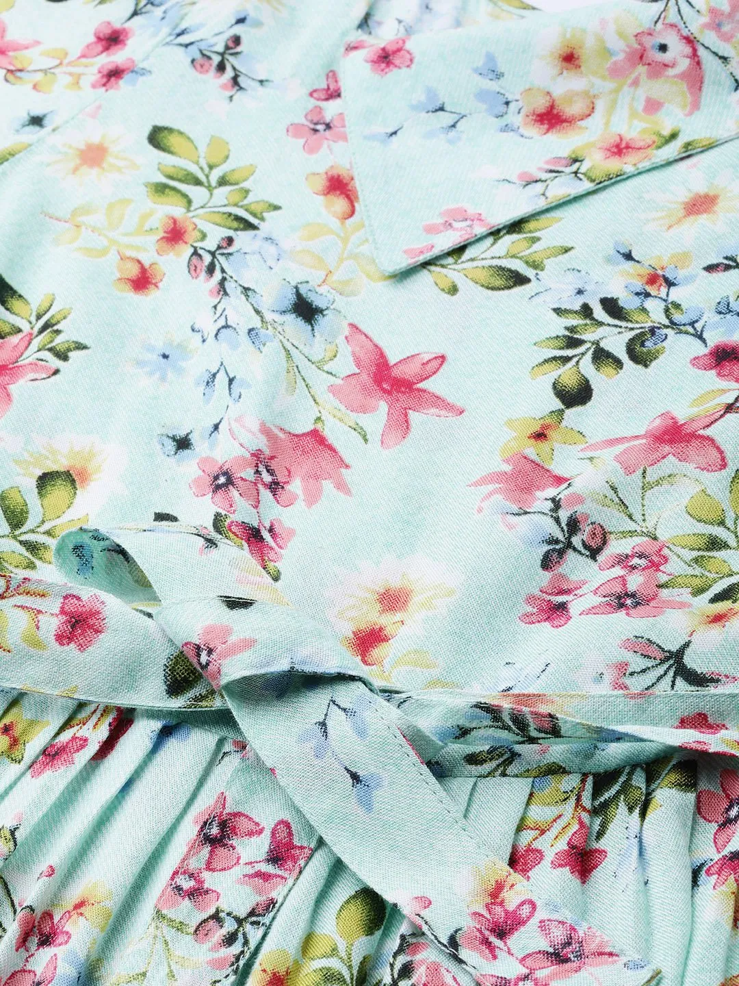 Women Blue Floral Printed Square Neck Viscose Rayon Fit And Flare Dress