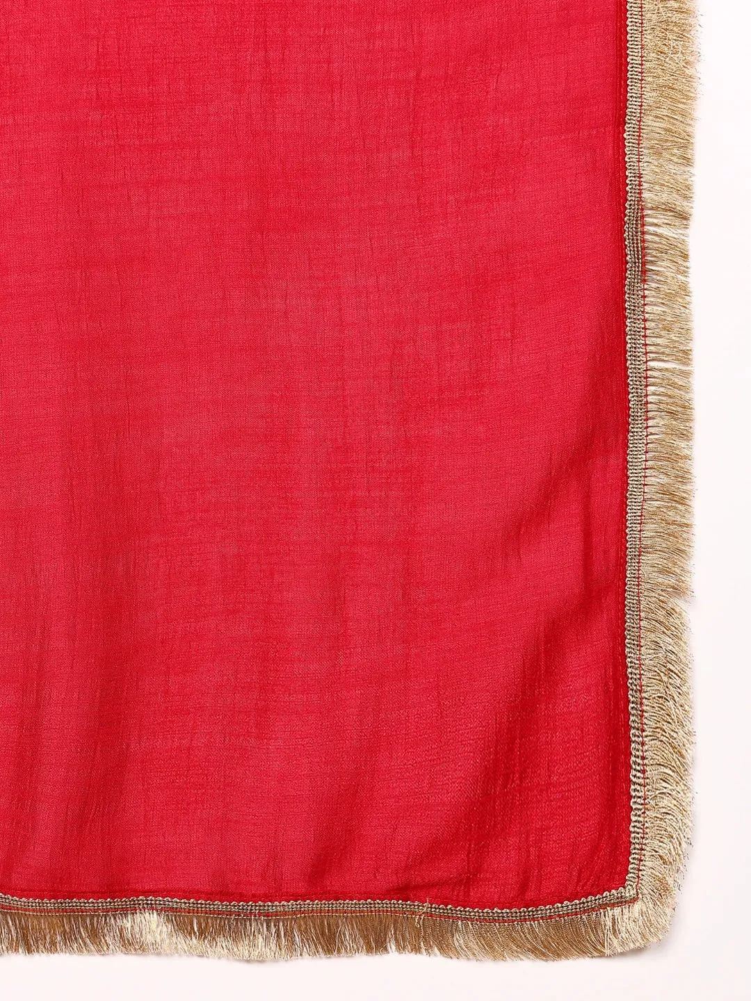 Women Red Silk Blend Solid Embroidered Straight Kurta Trouser With Dupatta