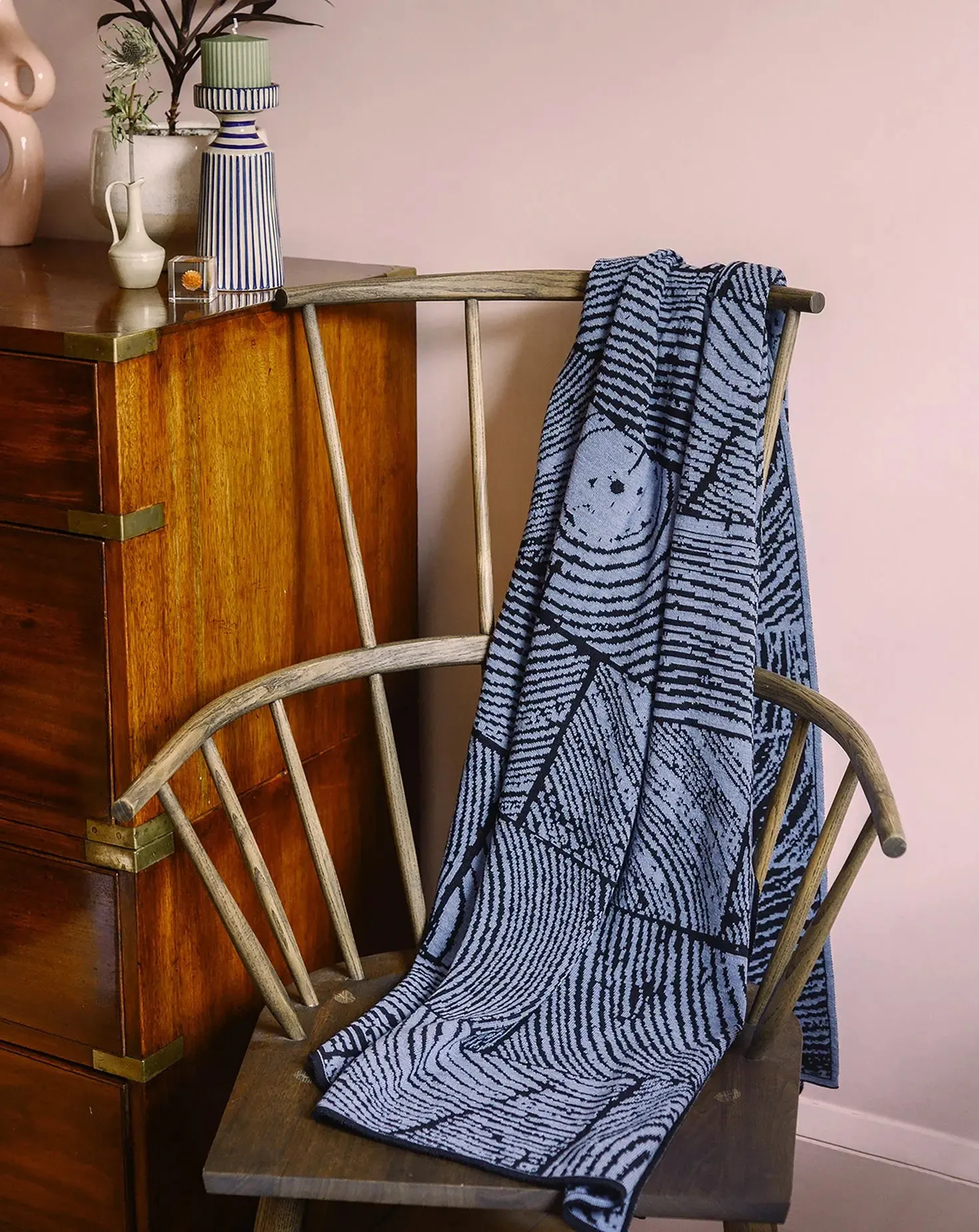 Wood Block Blue Throw
