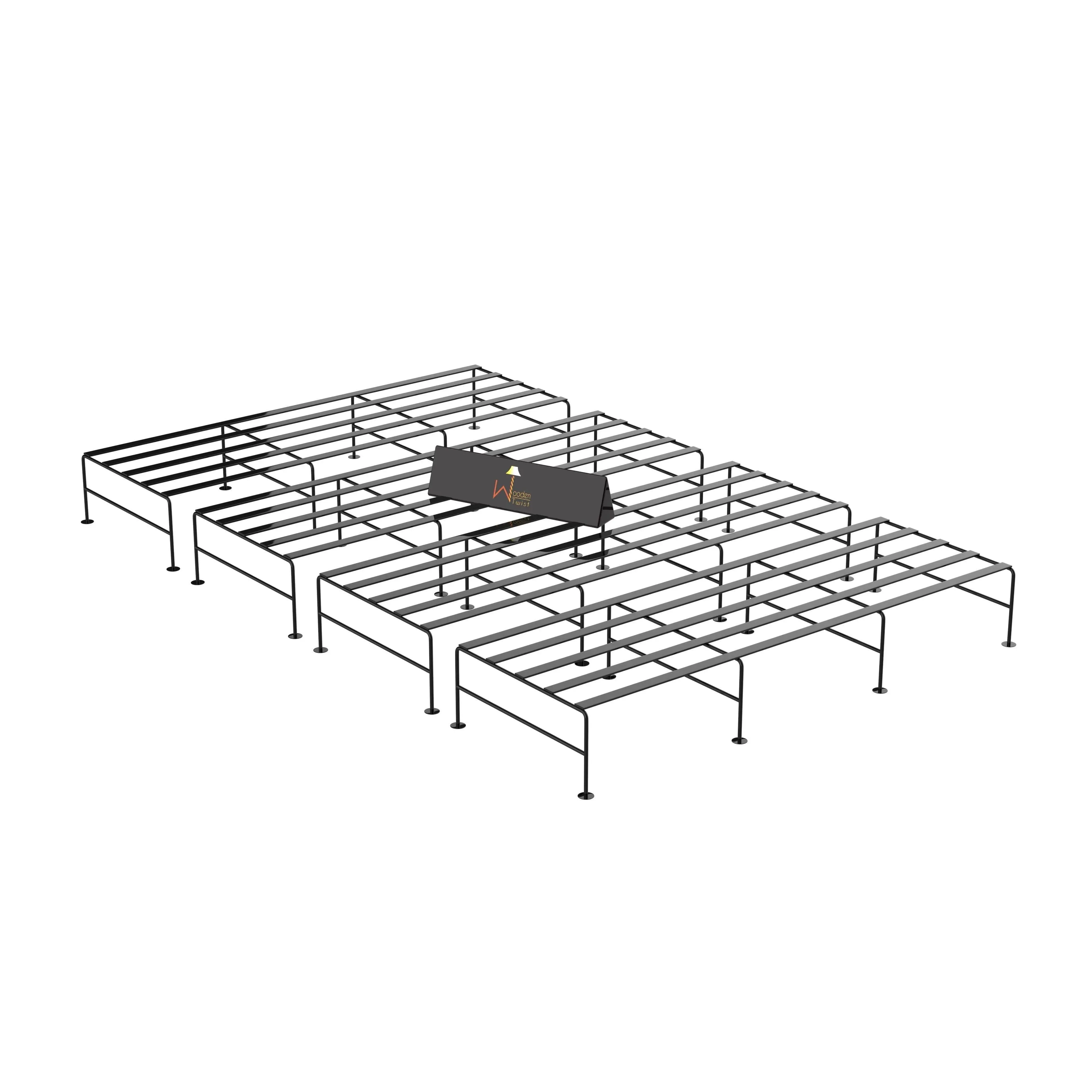 Wooden Twist Vertical Wrought Iron Planter Stand Pot Stand ( Set of 4 )