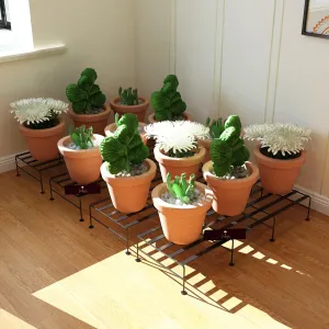 Wooden Twist Vertical Wrought Iron Planter Stand Pot Stand ( Set of 4 )